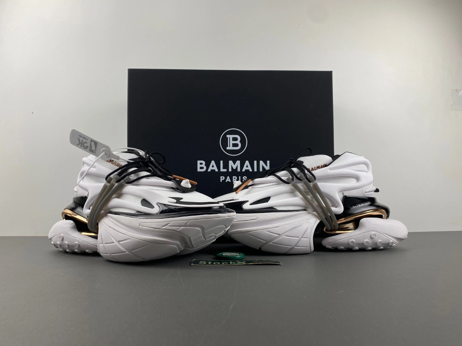 BALMAIN NEOPRENE AND LEATHER UNICORN LOW-TOP SNEAKERS