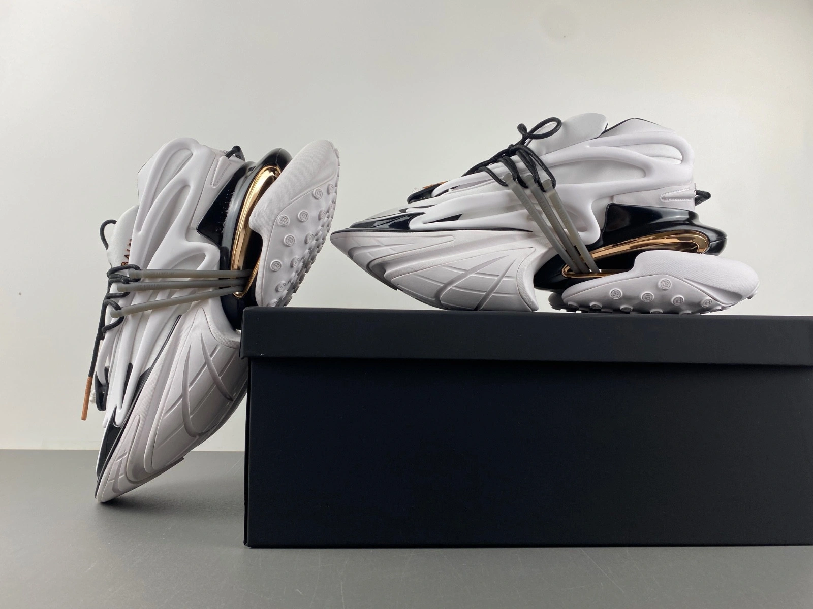 BALMAIN NEOPRENE AND LEATHER UNICORN LOW-TOP SNEAKERS