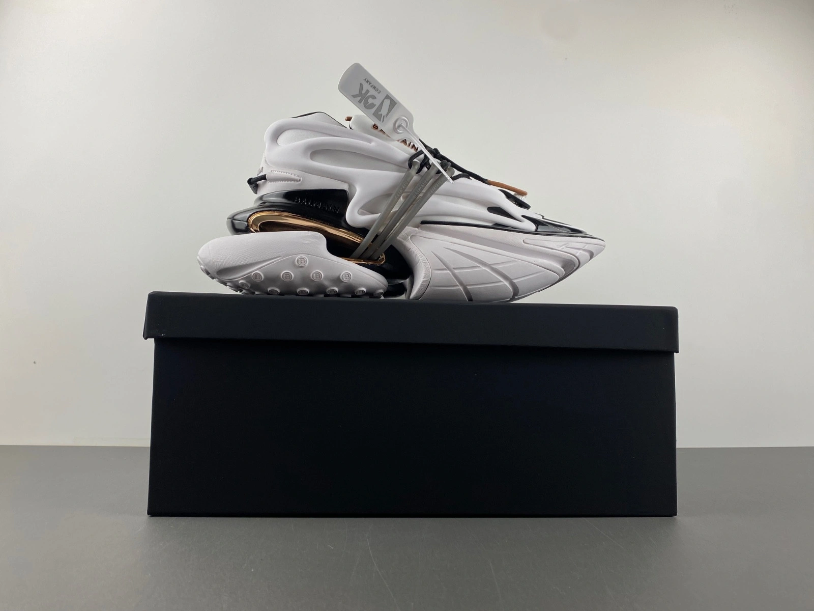 BALMAIN NEOPRENE AND LEATHER UNICORN LOW-TOP SNEAKERS