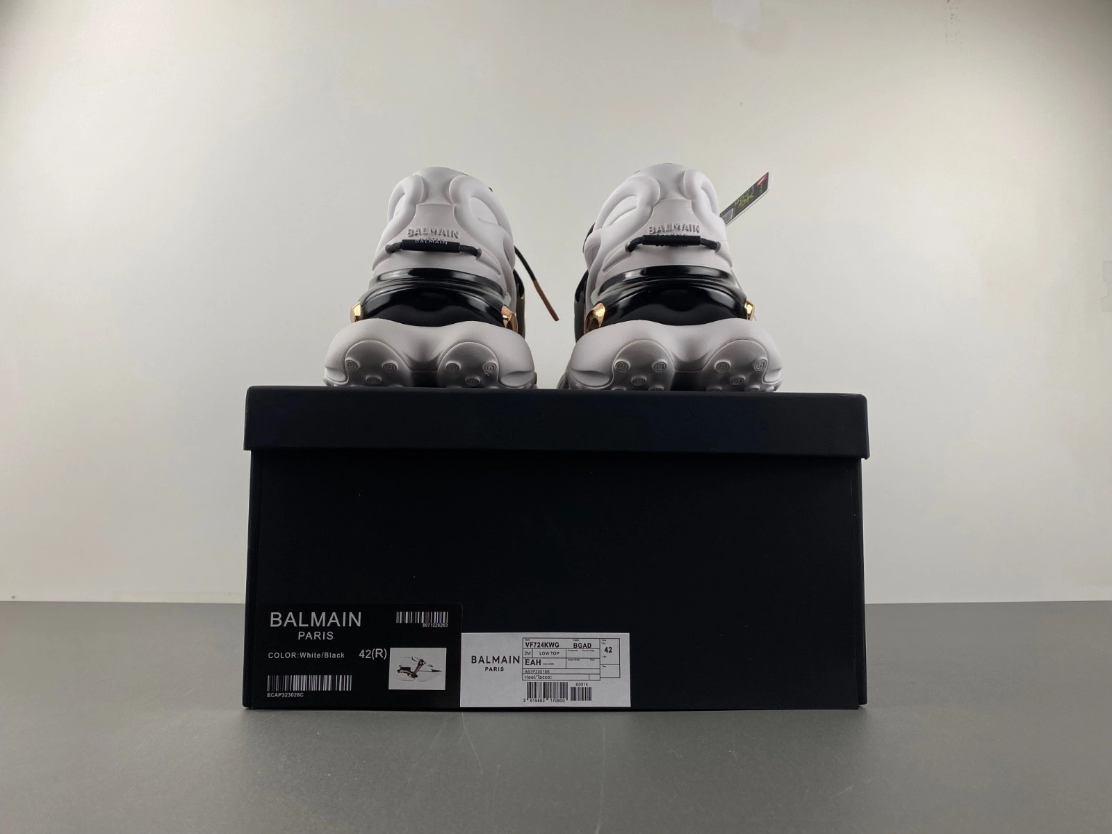 BALMAIN NEOPRENE AND LEATHER UNICORN LOW-TOP SNEAKERS