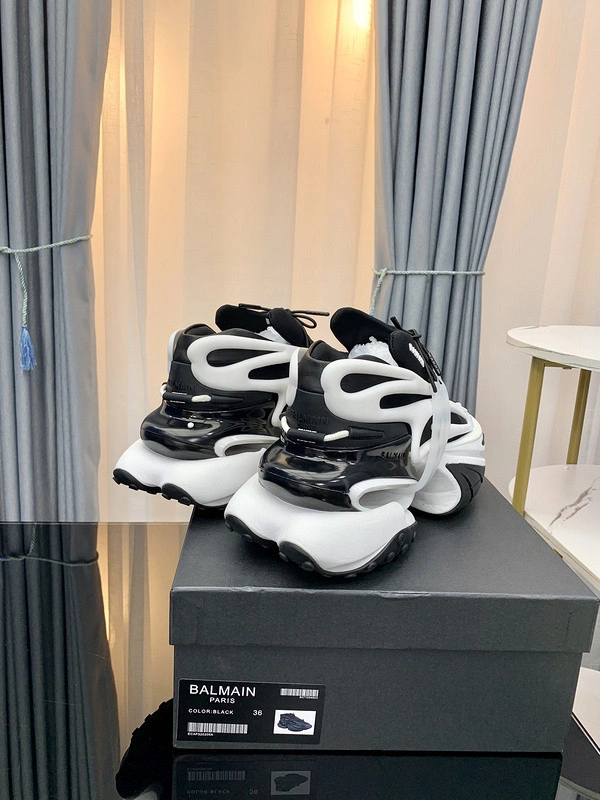 BALMAIN NEOPRENE AND LEATHER UNICORN LOW-TOP SNEAKERS