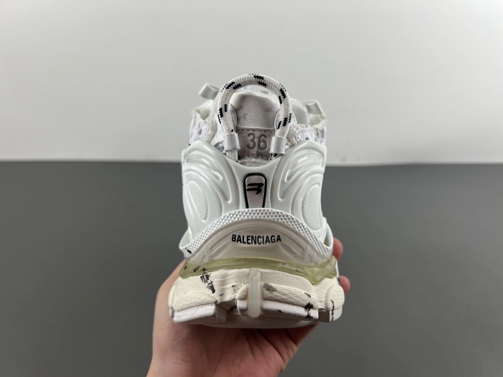Balenciaga   Runner Graffiti Sneaker in White blue