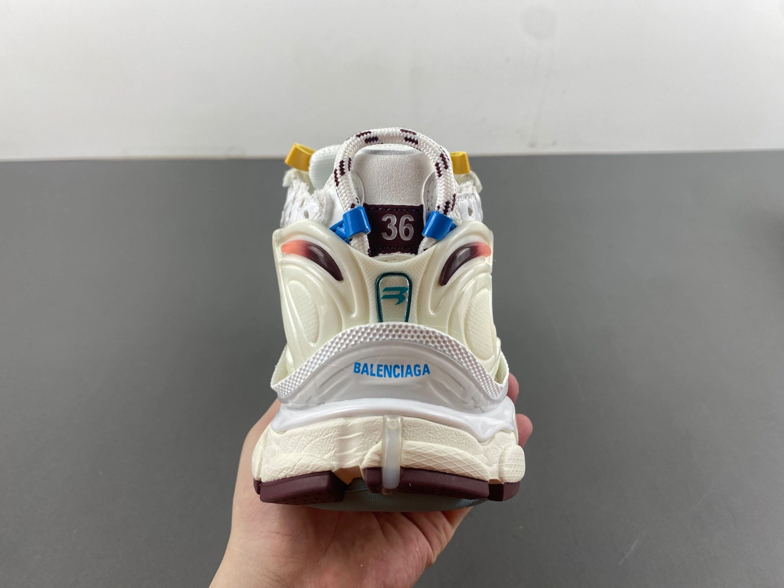 Balenciaga   Runner Sneaker in White yellow pink blue