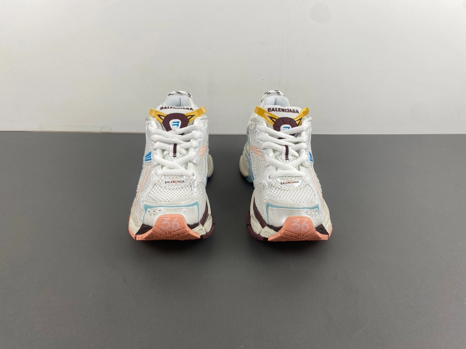 Balenciaga   Runner Sneaker in White yellow pink blue