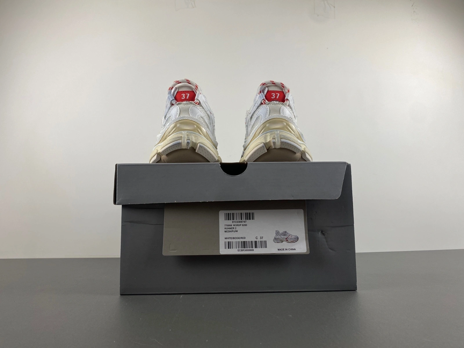 Balenciaga  Runner 2 Sneaker IN WHITE BEIGE RED