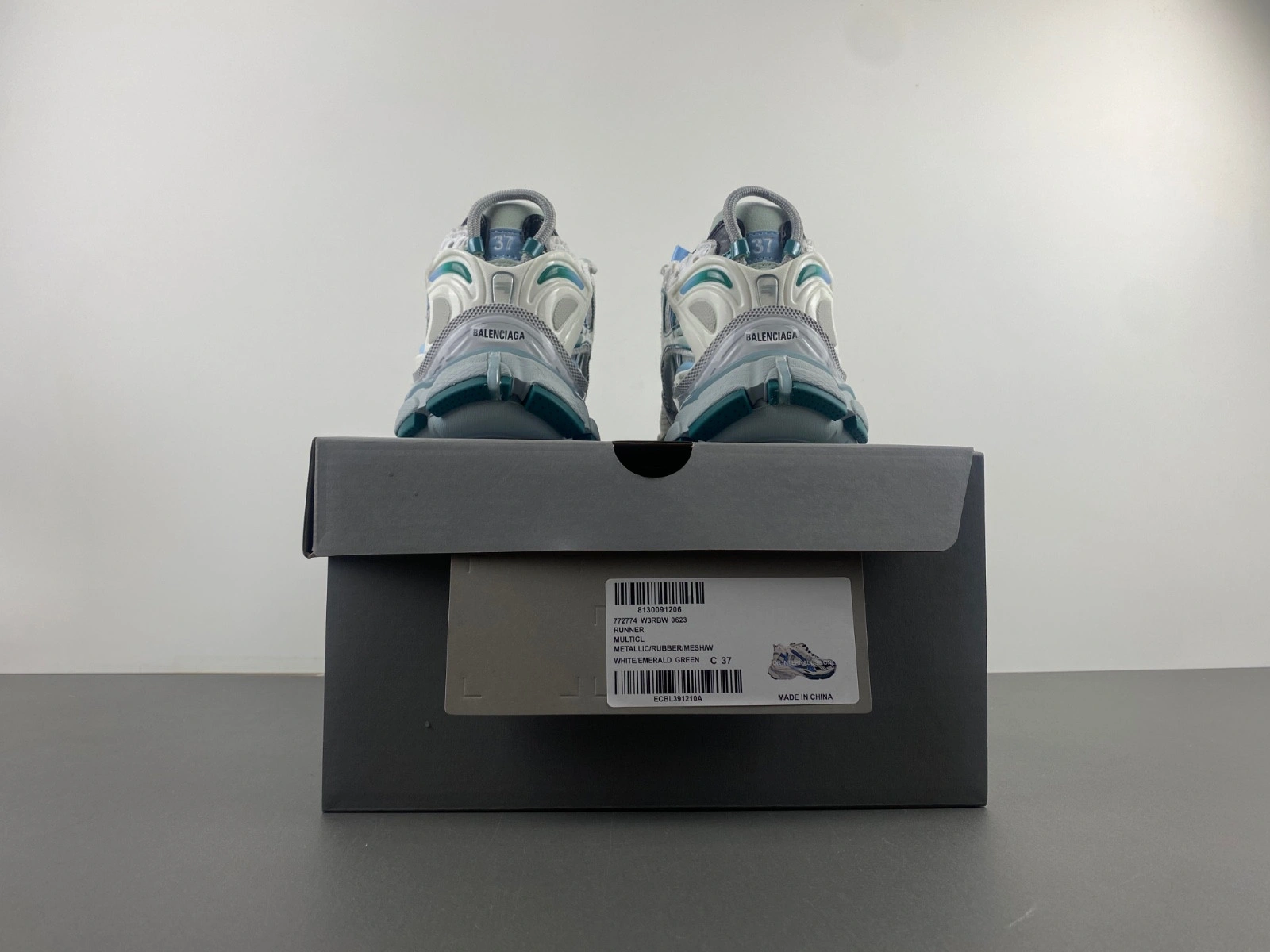 Balenciaga  Runner Sneaker in White green blue
