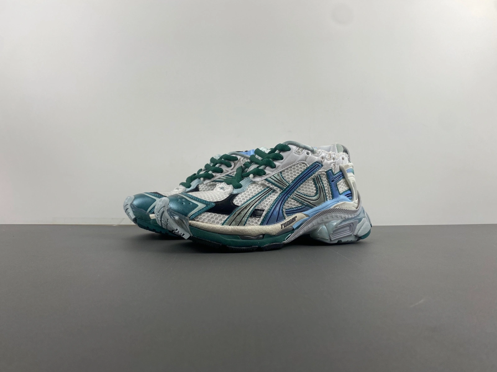 Balenciaga  Runner Sneaker in White green blue