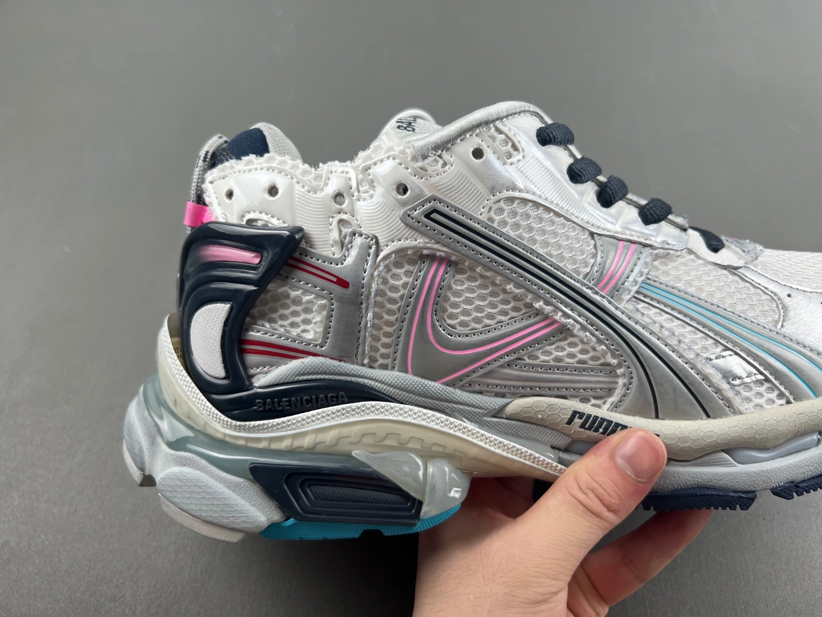Balenciaga  Runner Sneaker in White red black
