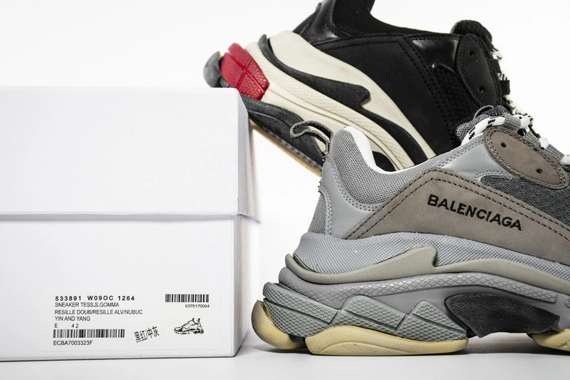Balenciaga Grey Black Triple S Trainers Bicolour