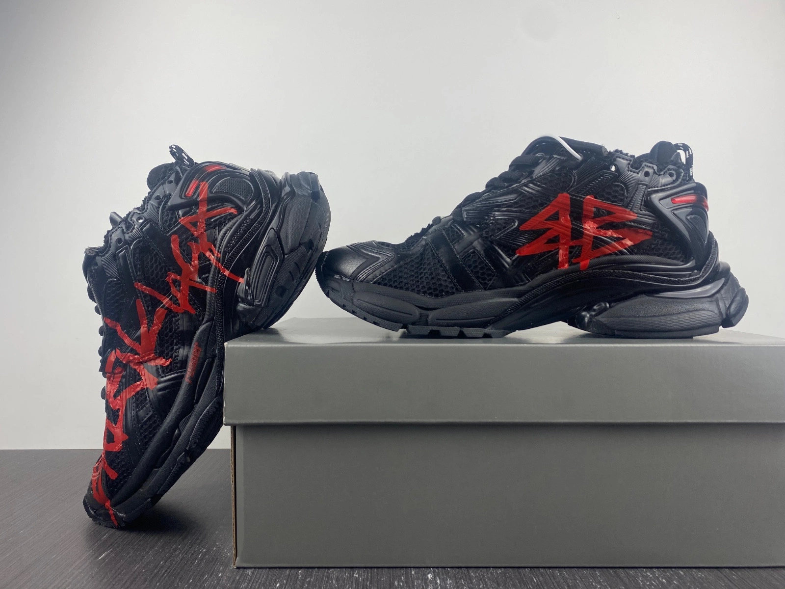 Balenciaga MEN'S RUNNER GRAFFITI SNEAKER IN BLACK