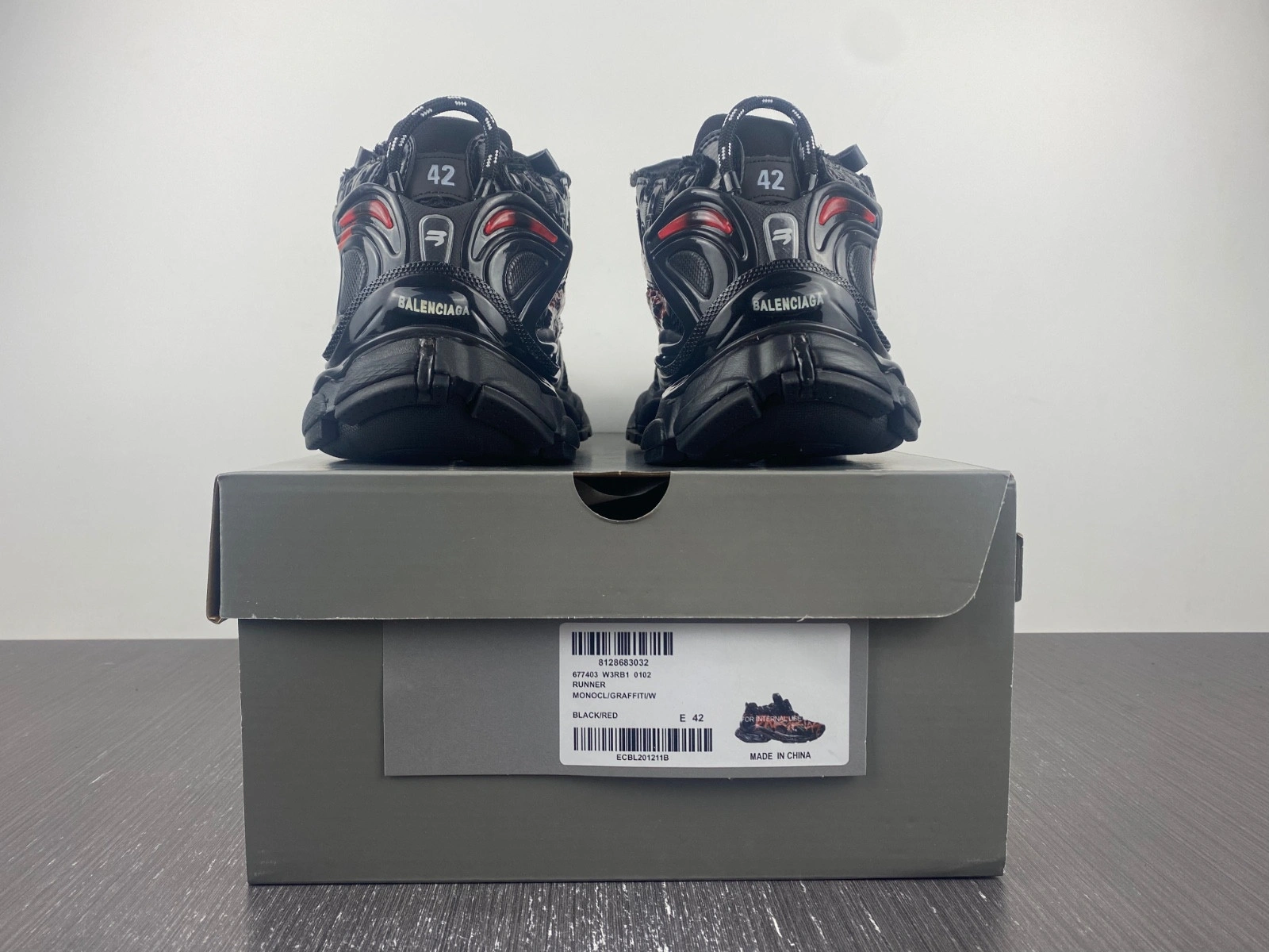 Balenciaga MEN'S RUNNER GRAFFITI SNEAKER IN BLACK