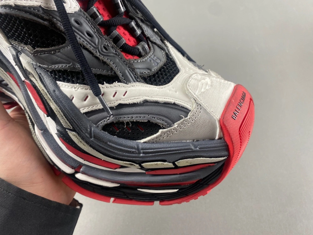 Balenciaga Men's Platform Reduced Sneaker in Black grey red