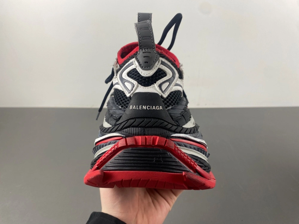 Balenciaga Men's Platform Reduced Sneaker in Black grey red