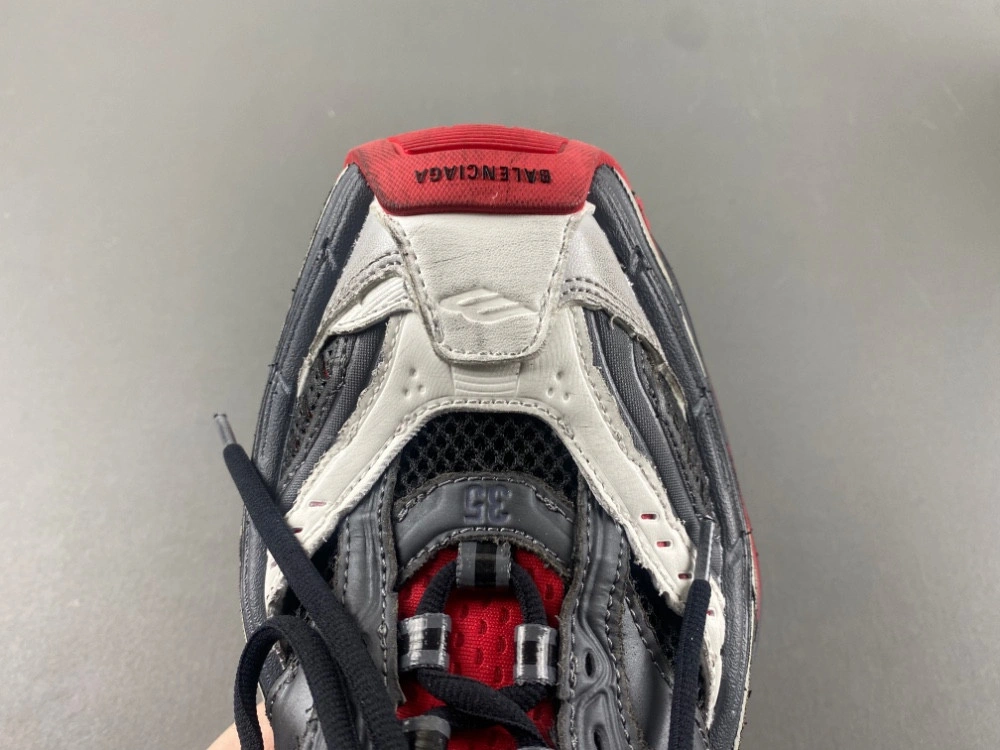Balenciaga Men's Platform Reduced Sneaker in Black grey red