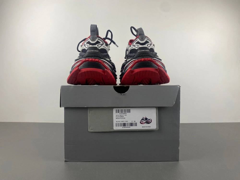 Balenciaga Men's Platform Reduced Sneaker in Black grey red