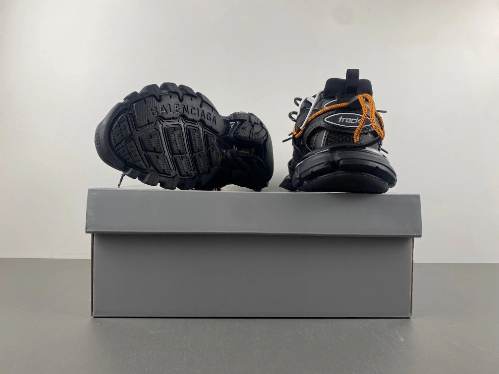 Balenciaga Men's Track Trail Laces Sneaker in Black orange