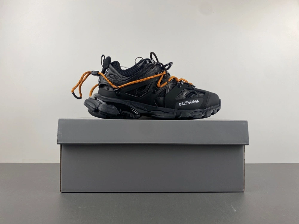 Balenciaga Men's Track Trail Laces Sneaker in Black orange