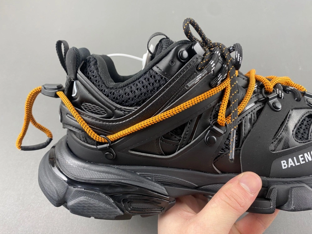 Balenciaga Men's Track Trail Laces Sneaker in Black orange