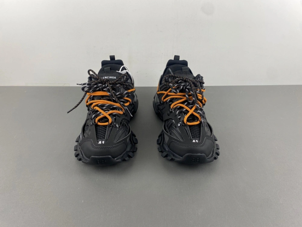 Balenciaga Men's Track Trail Laces Sneaker in Black orange