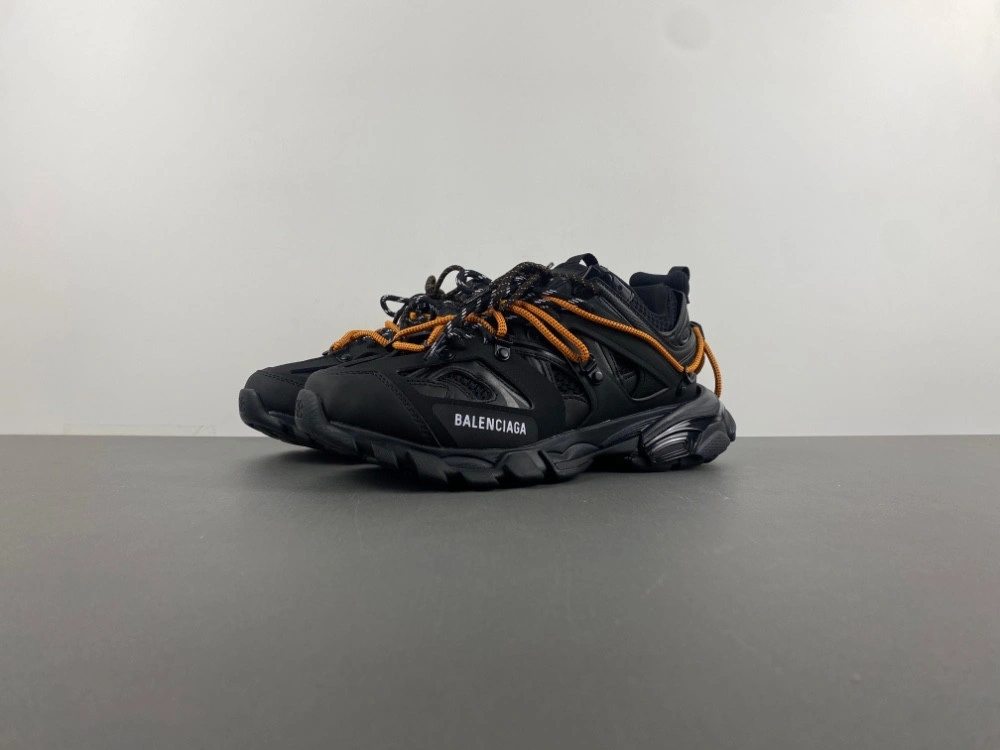 Balenciaga Men's Track Trail Laces Sneaker in Black orange