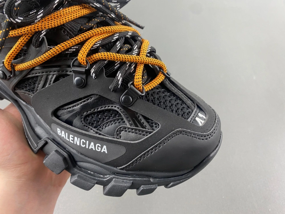 Balenciaga Men's Track Trail Laces Sneaker in Black orange