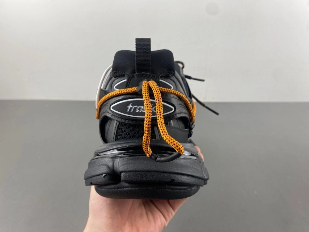 Balenciaga Men's Track Trail Laces Sneaker in Black orange
