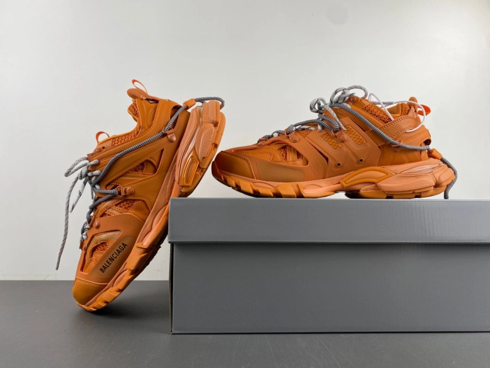 Balenciaga Men's Track Trail Laces Sneaker in Orange grey