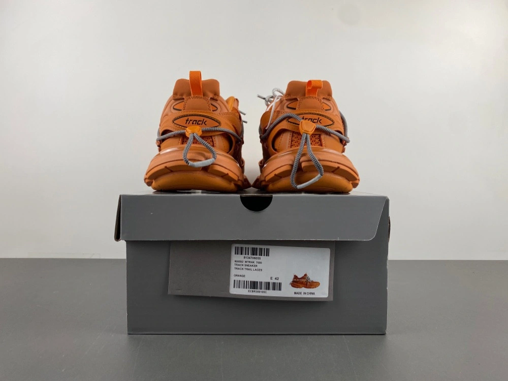 Balenciaga Men's Track Trail Laces Sneaker in Orange grey