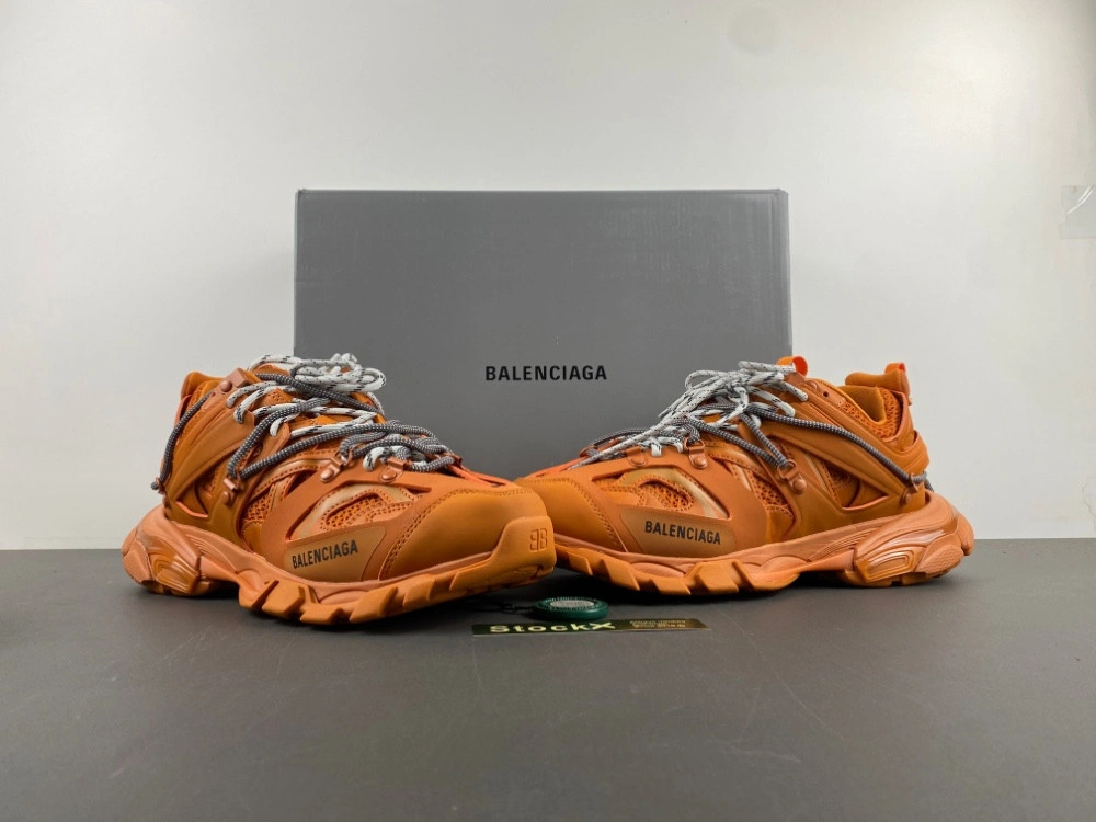 Balenciaga Men's Track Trail Laces Sneaker in Orange grey