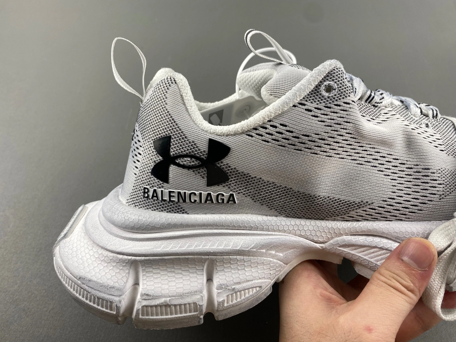 Balenciaga Men's Under Armour 3xl Knit Sneaker in White