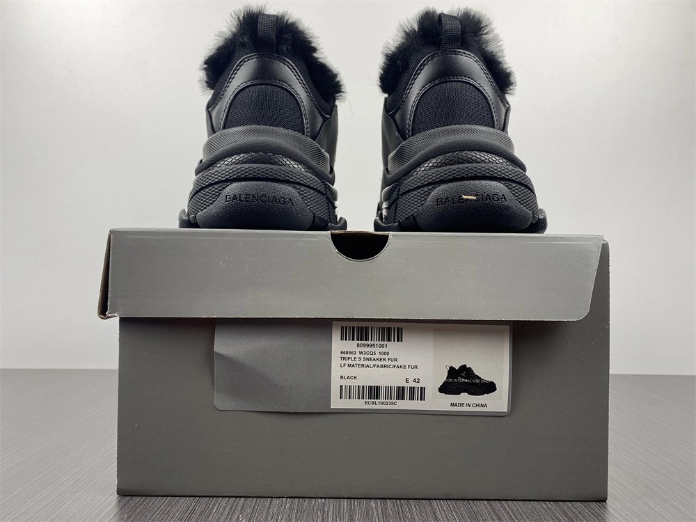 Balenciaga Triple S black with feather inside