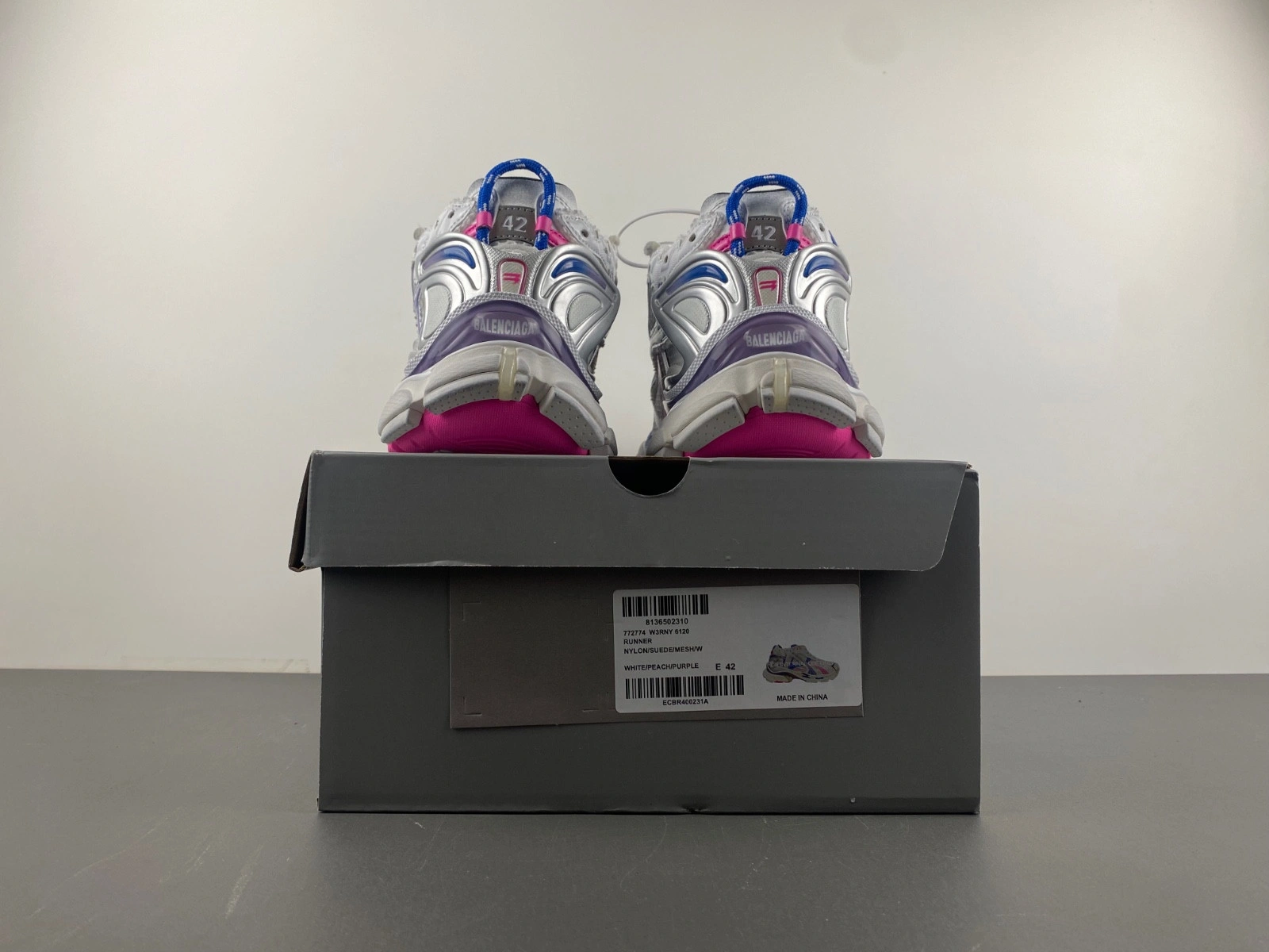 Balenciaga Wmns Runner Sneaker 'Worn-Out - White Lilac Neon Pink'