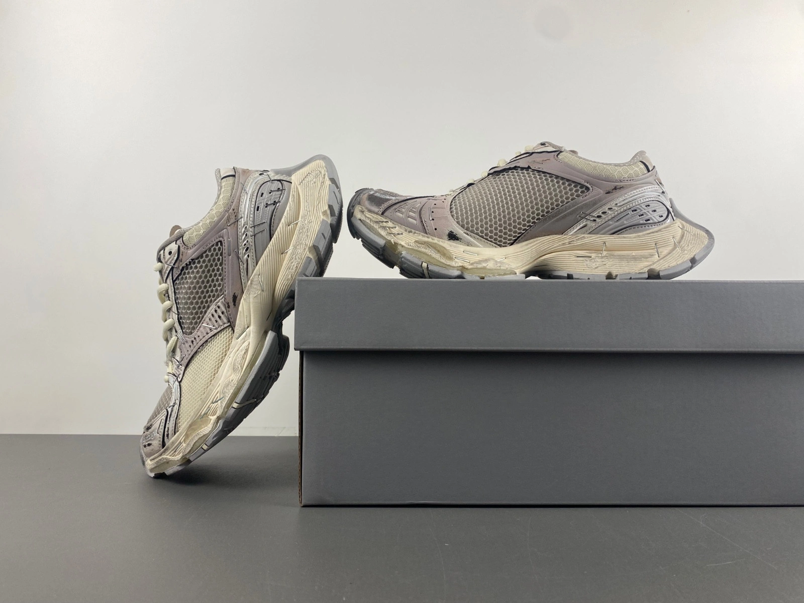 Balenciaga Women's Stapler Sneaker in Beige grey