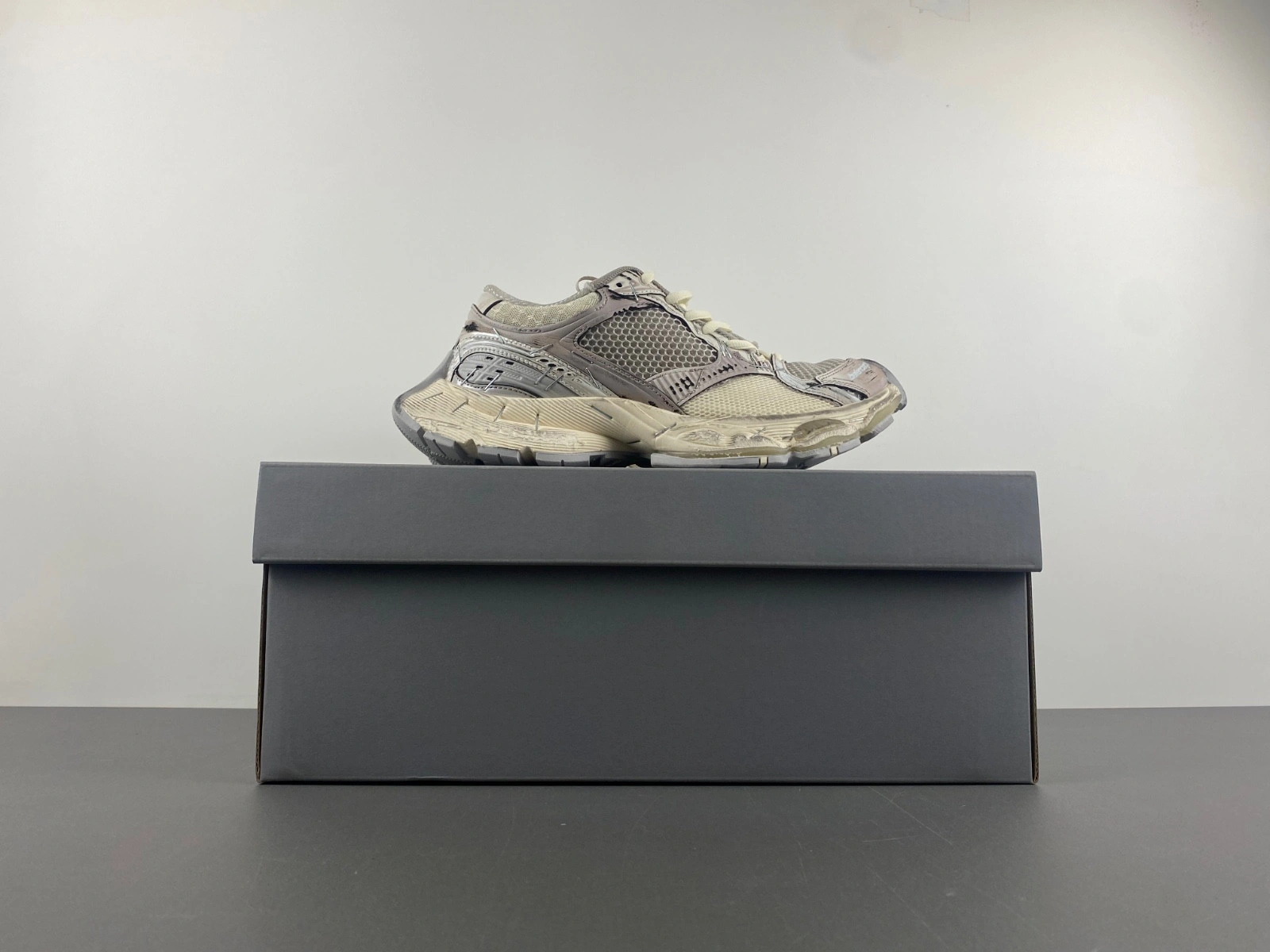 Balenciaga Women's Stapler Sneaker in Beige grey