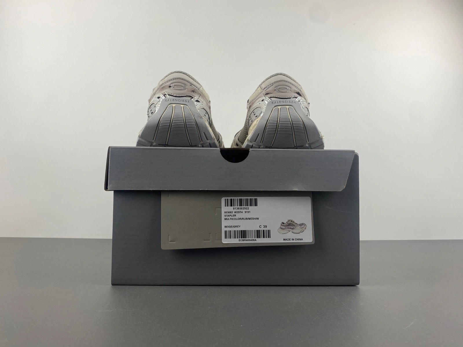 Balenciaga Women's Stapler Sneaker in Beige grey