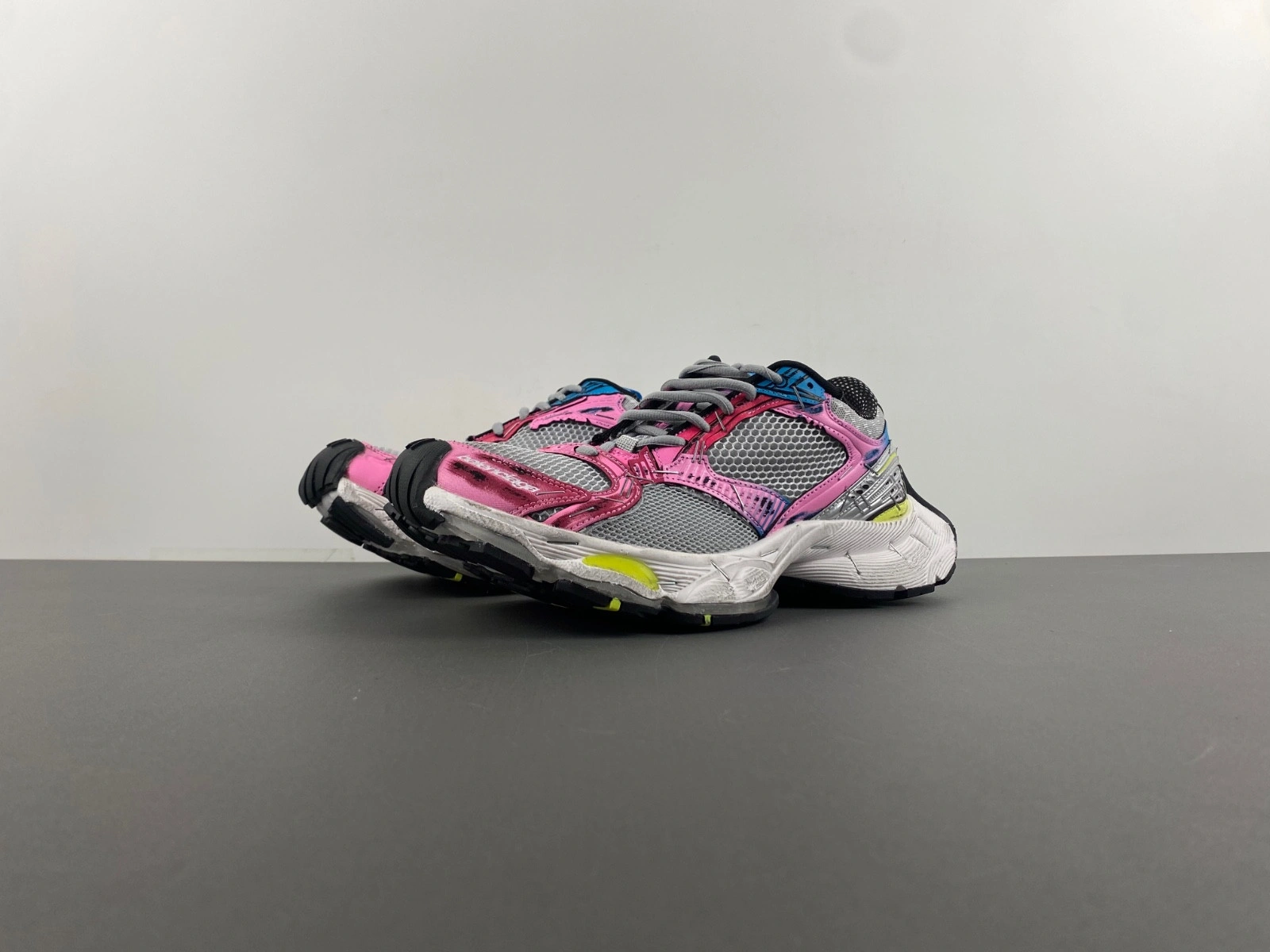 Balenciaga Women's Stapler Sneaker in Grey blue pink neon Yellow white