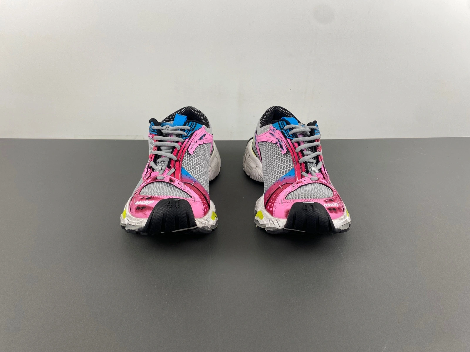Balenciaga Women's Stapler Sneaker in Grey blue pink neon Yellow white