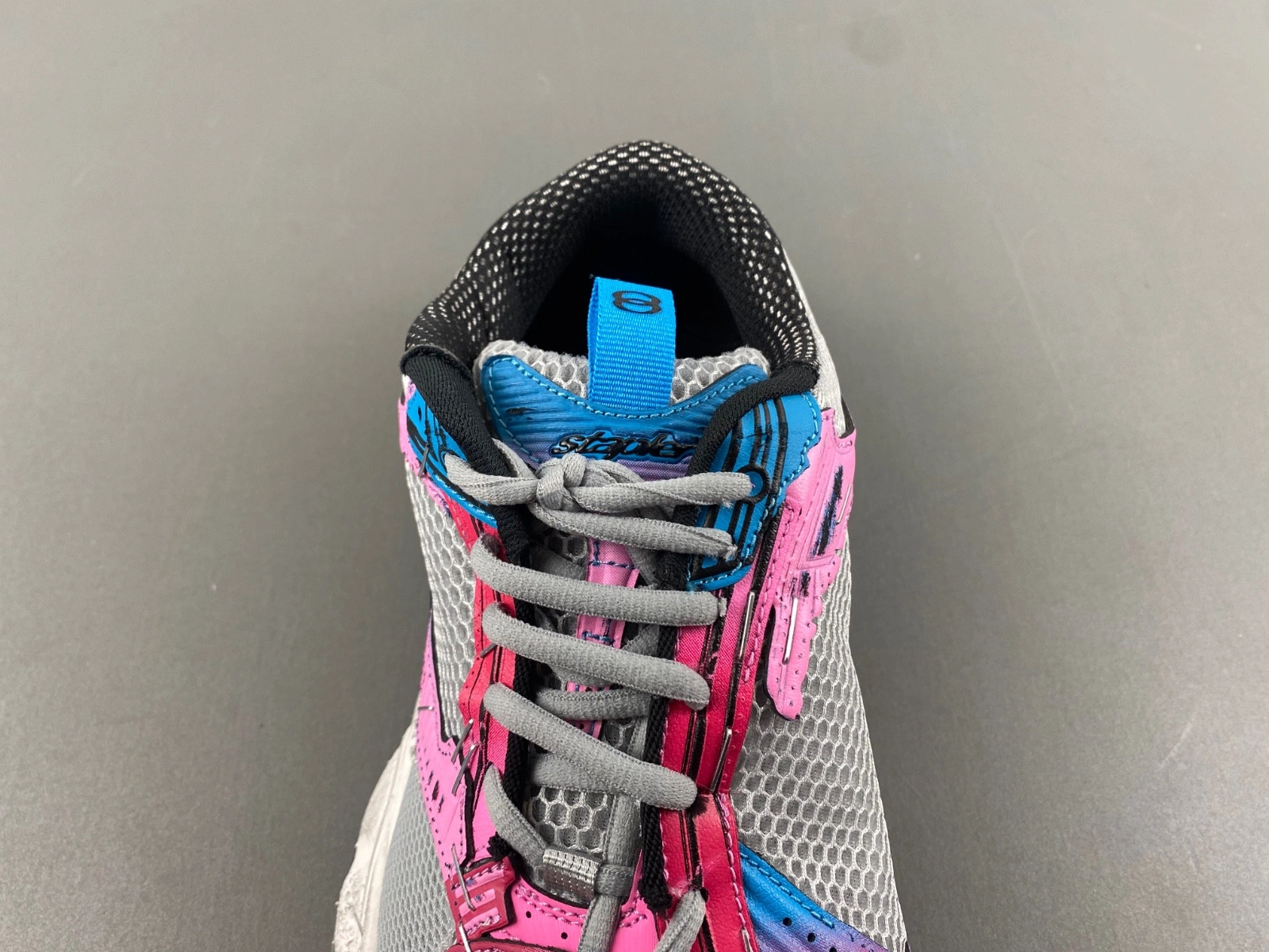 Balenciaga Women's Stapler Sneaker in Grey blue pink neon Yellow white