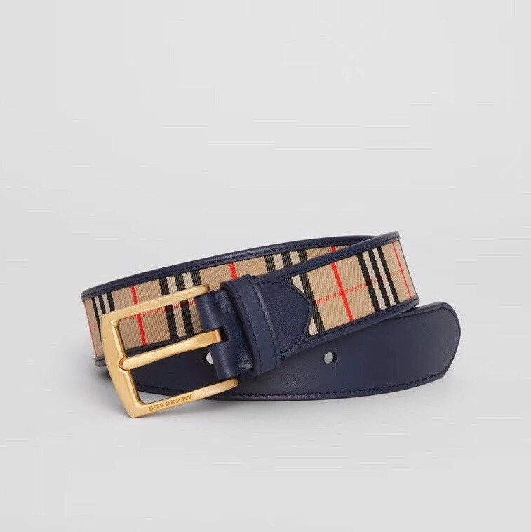 Burberry 1983 Plaid leather D-ring belt W22850