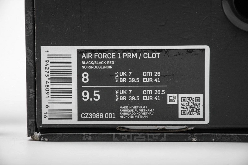 Fragment CLOT Nike Air Force 1 Black CZ3986-001