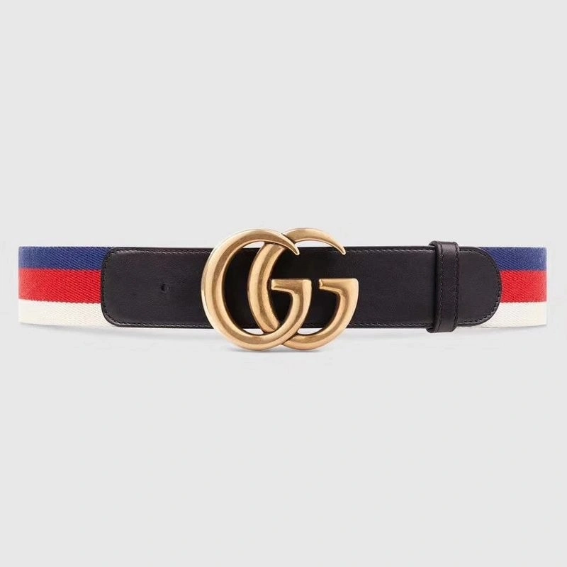 GG buckle striped webbing belt w12080