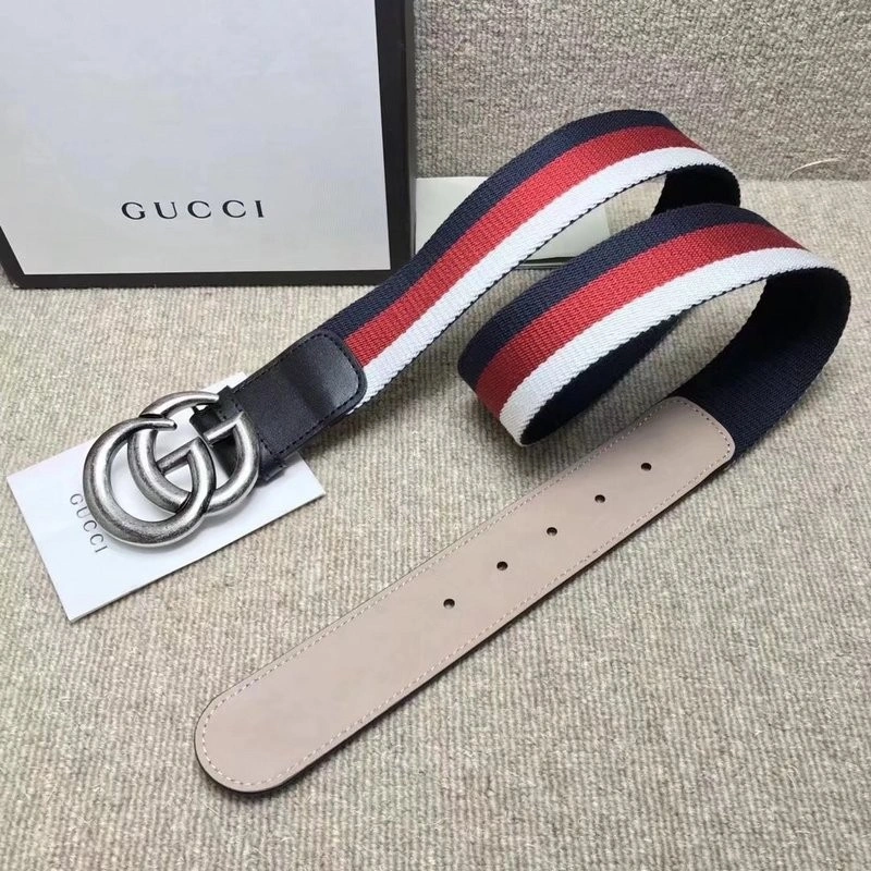 GG buckle striped webbing belt w12080