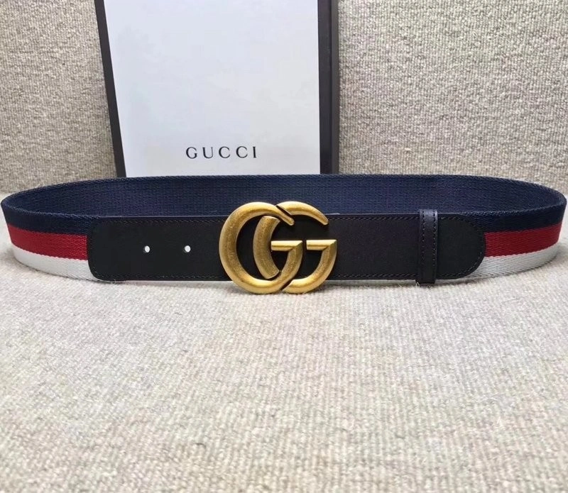 GG buckle striped webbing belt w12080