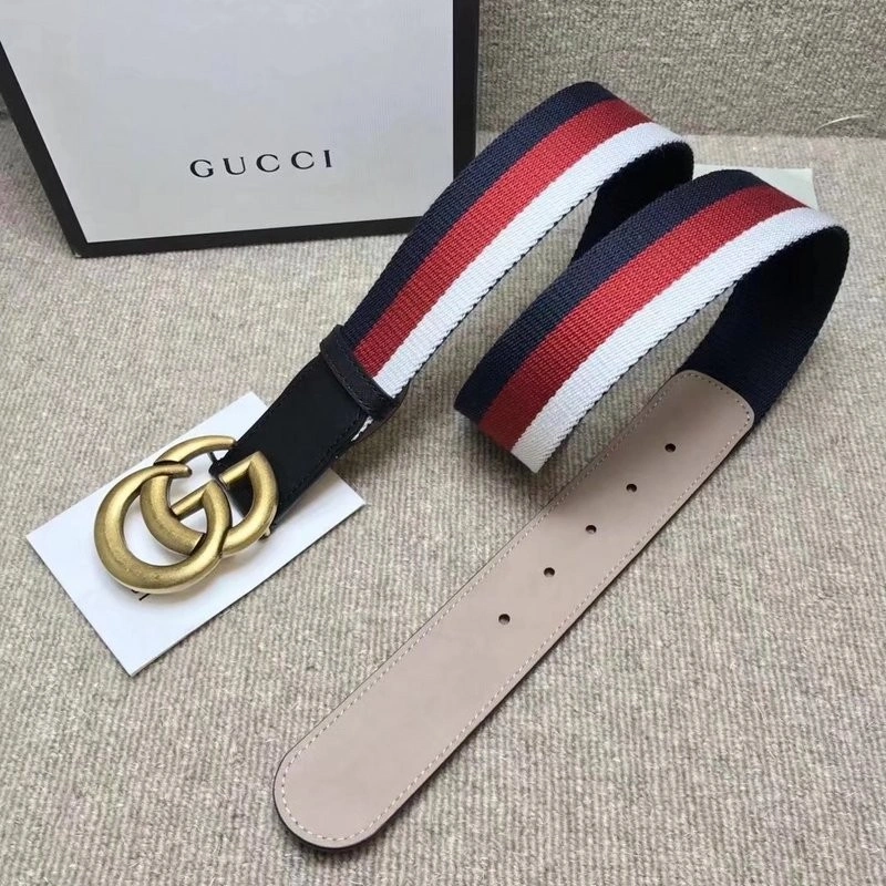 GG buckle striped webbing belt w12080