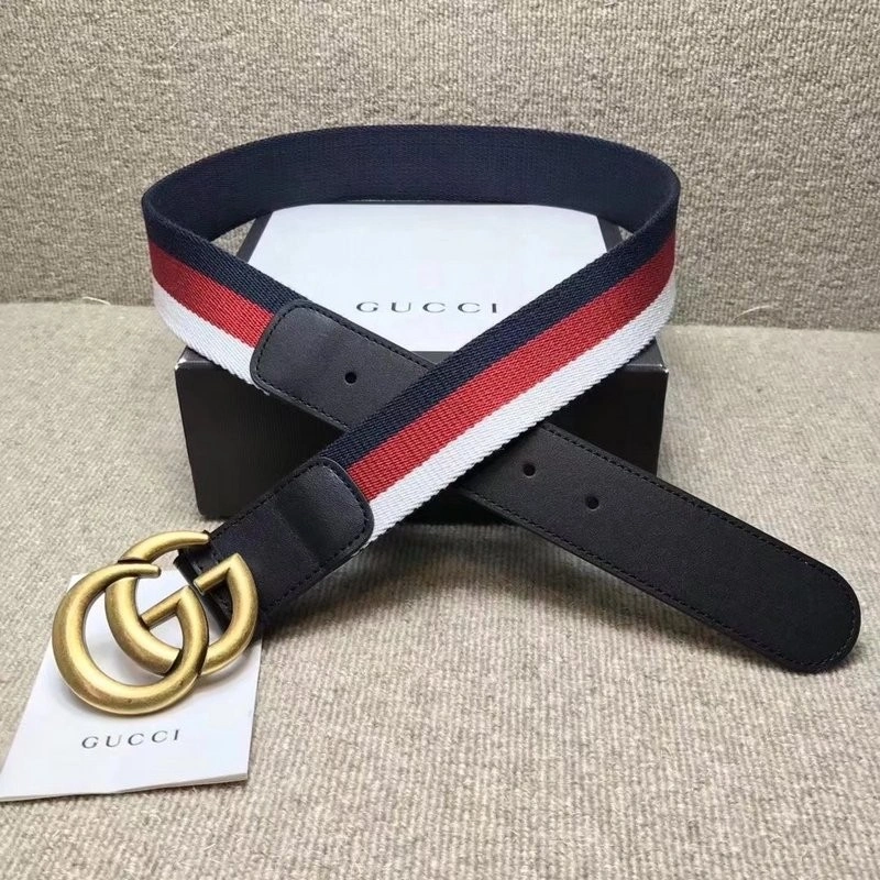GG buckle striped webbing belt w12080