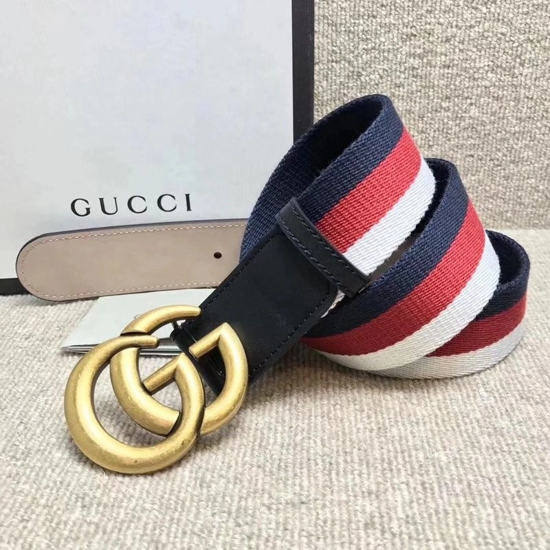 GG buckle striped webbing belt w12080