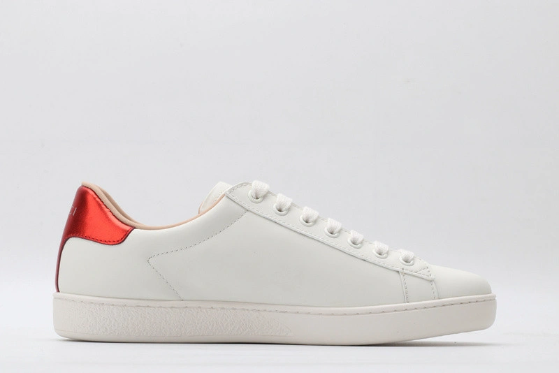 GUCCI ACE EMBROIDERED LOW-TOP SNEAKER  WHITE WITH CAT