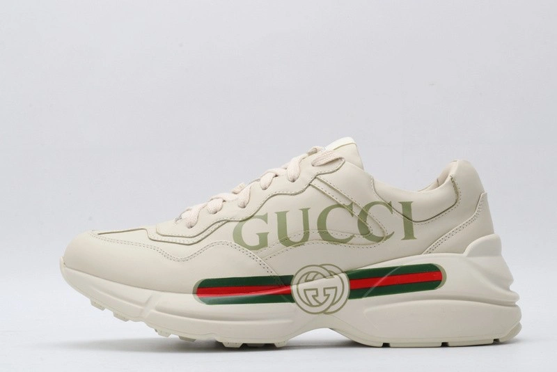 GUCCI ACE EMBROIDERED LOW-TOP SNEAKER  WHITE WITH "CUCCI"