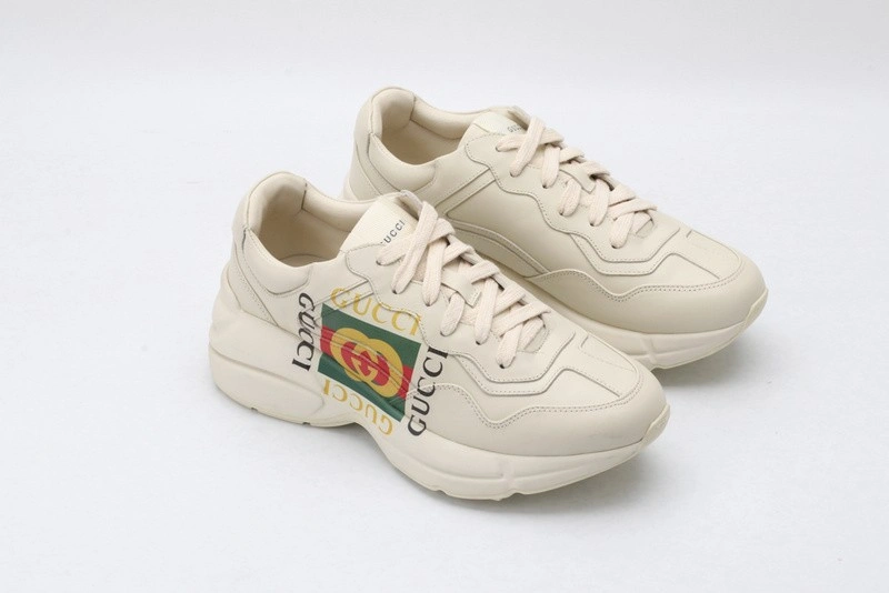 GUCCI ACE EMBROIDERED LOW-TOP SNEAKER  WHITE WITH PRINT