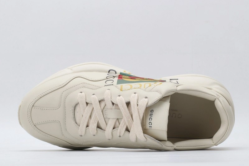 GUCCI ACE EMBROIDERED LOW-TOP SNEAKER  WHITE WITH PRINT